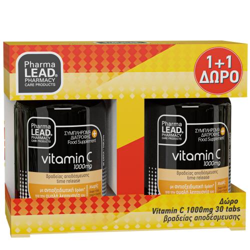 Pharmalead Πακέτο Προσφοράς Vitamin C 1000mg Συμπλήρωμα Διατροφής με Βιταμίνη C για την Ομαλή Λειτουργία του Ανοσοποιητικού Συστήματος 2x30tabs
